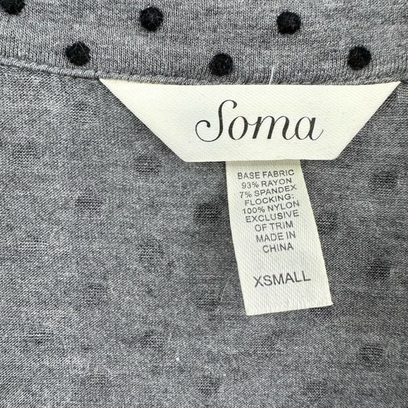 Soma size XS gray black polka dot button up pajama set long sleeve pants - Picture 7 of 8